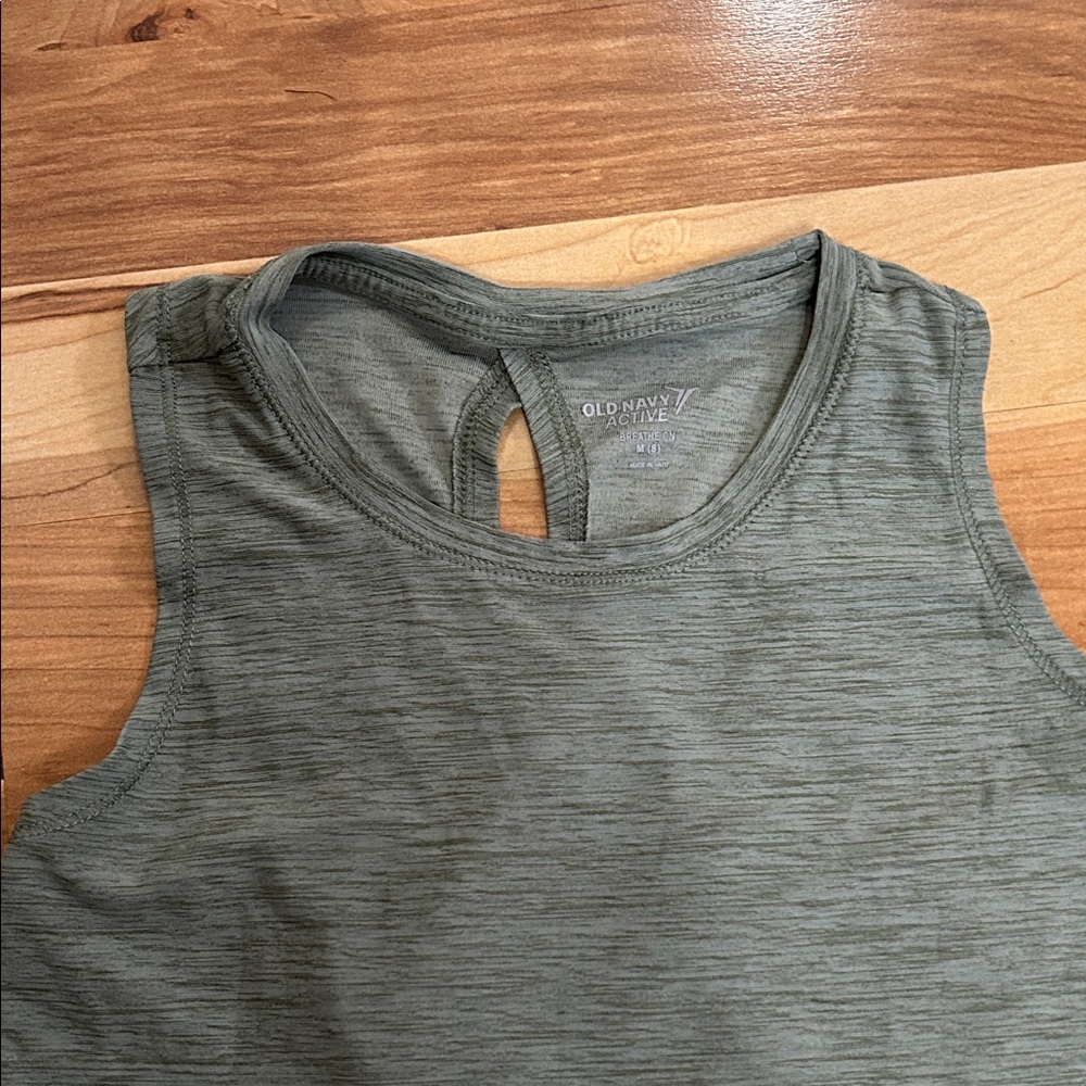 Old Navy Kids Heathered Keyhole Tank Top - Olive Green 8 M - Picture 4 of 6
